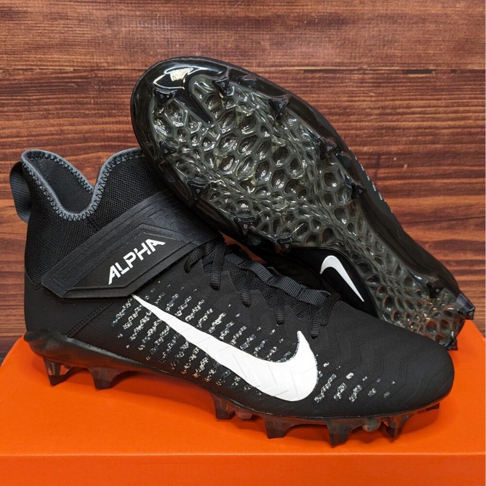 Nike Alpha Menace Pro 2 Mid Men's 12.5 Black White Football Cleats AQ3209-002